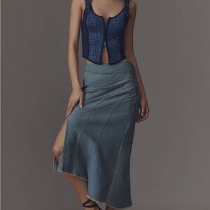 Anthropologie  Pilcro Asymmetric Seamed Denim Midi Skirt, size 12